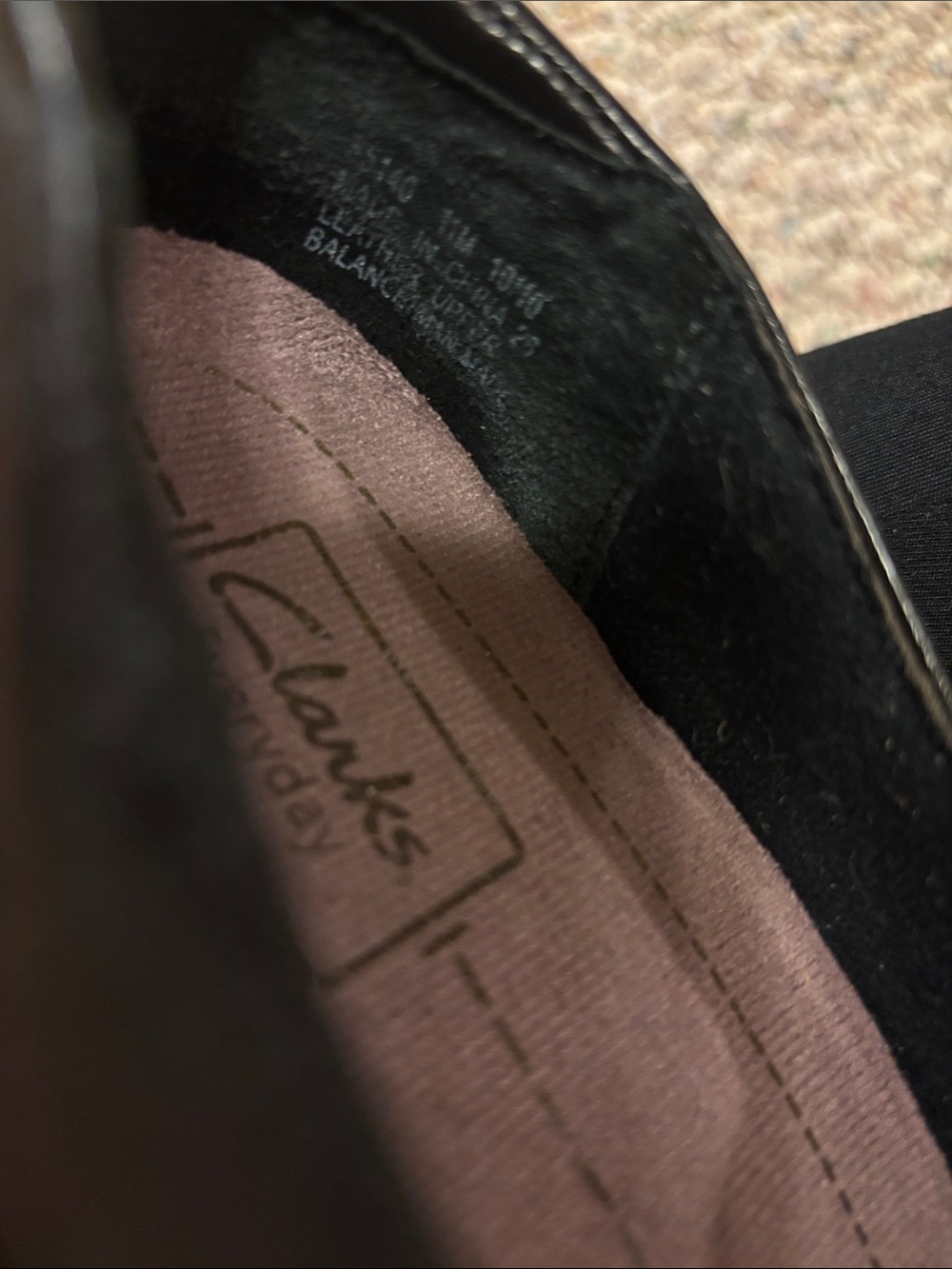 Clarks Black Leather Slip-On Low Heel Pumps - Picture 2 of 7